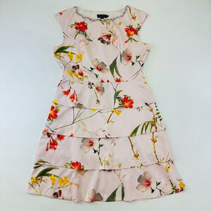 Ted Baker Irisola Dress Womens Large Floral Jewel neck fit flare Wedding Guest